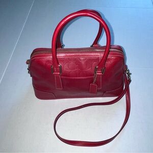 Coach 7011 Red 2 Way Satchel Tote Shoulder Bag